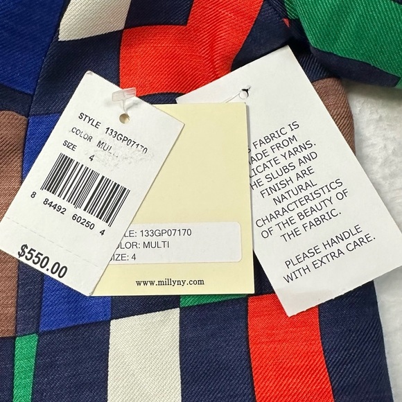 Milly of New York Silk Blend Colorful Block Pattern Trench Coat/Dress - Picture 4 of 16